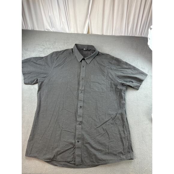 Travis Mathew Shirt Mens XL Black W White Dots Button Up Camp Cotton Casual - Picture 1 of 6